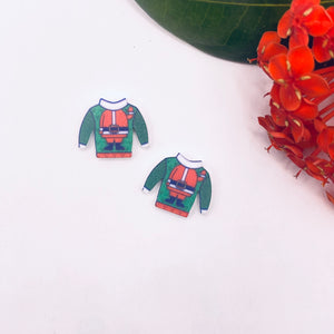 Stud Colour Printed Timber Earring Blanks - Christmas Sweater 1