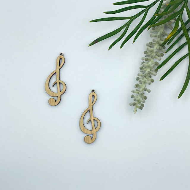 Timber Earring Blanks 45mm - Treble Clef