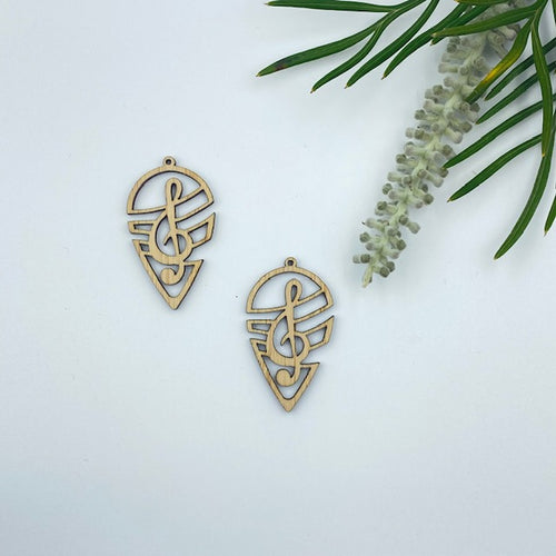 Timber Earring Blanks 45mm - Treble Clef 2