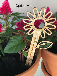 Flower pot stake for pot plant gift, thank you for helping me grow