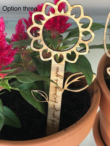 Flower pot stake for pot plant gift, thank you for helping me grow