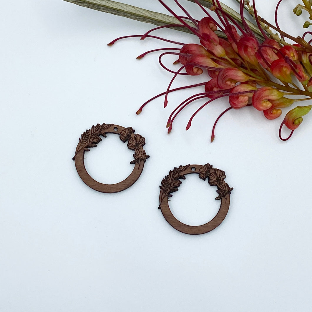 Timber Earring Blanks - Circle Floral 1