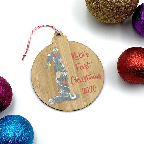 Christmas tree decoration - Personalised First Christmas bauble