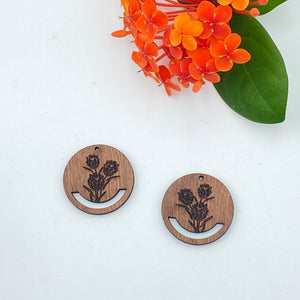 Timber Earring Blanks - Circle Protea