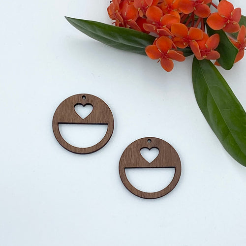 Timber Earring Blanks - Circle Heart 2