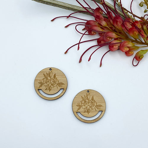 Timber Earring Blanks - Circle Floral 2