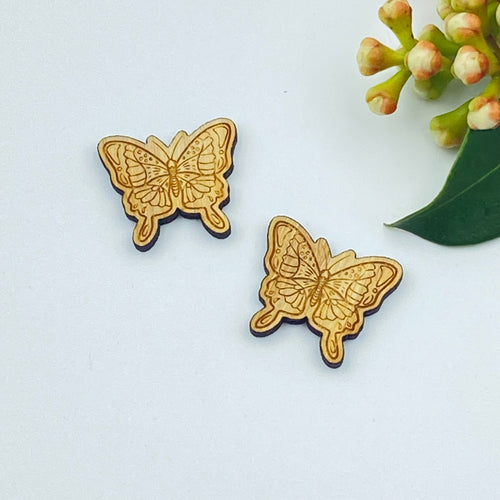 Butterfly 2 Stud Timber Earring Blanks