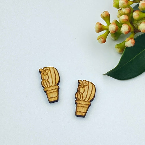 Cactus 2 Stud Timber Earring Blanks