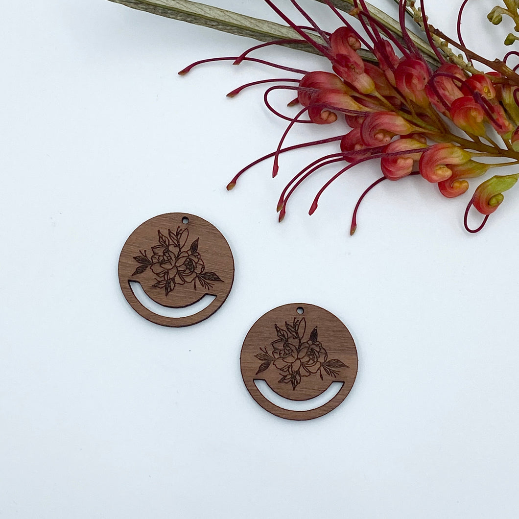 Timber Earring Blanks - Circle Floral 2