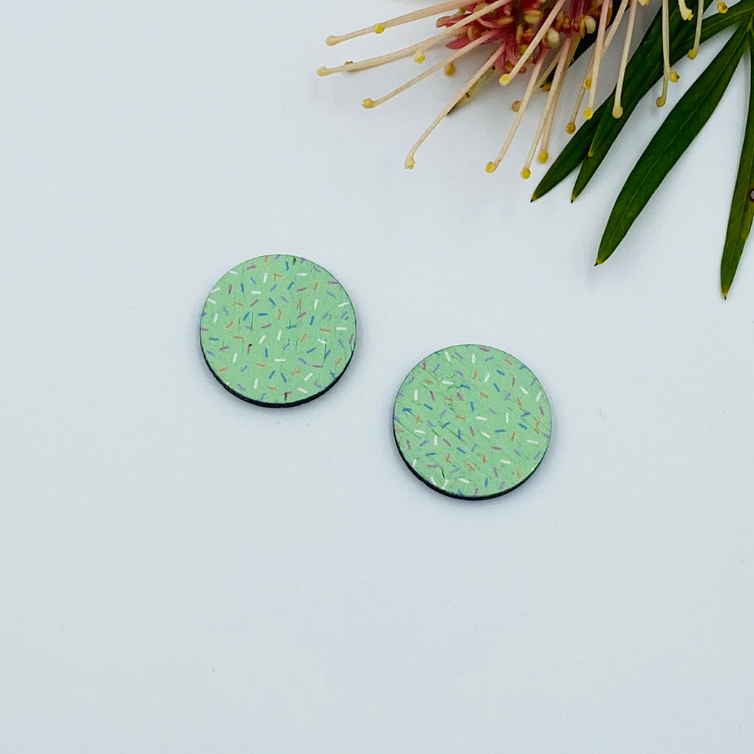 Green Sprinkles Stud Colour Printed Timber Earring Blanks