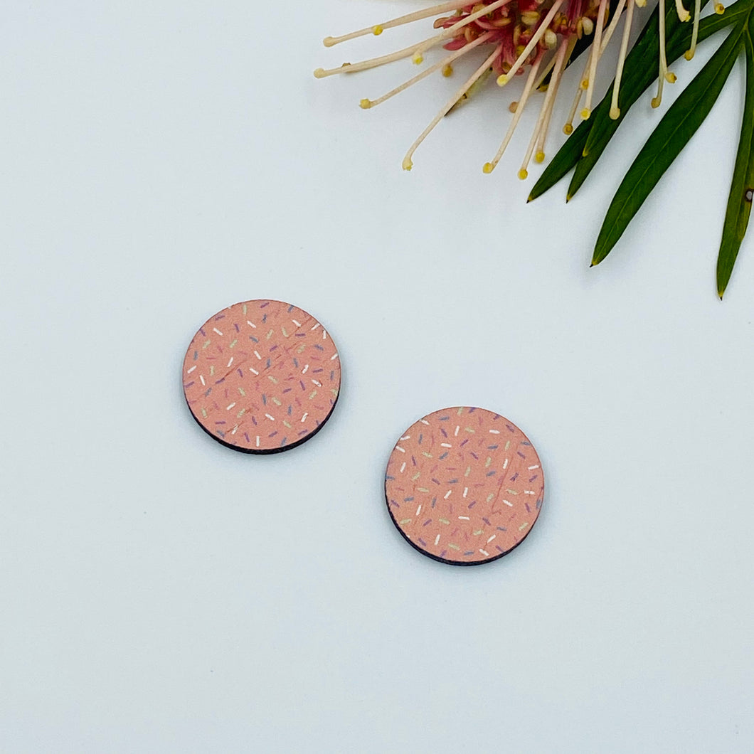 Orange Sprinkles Stud Colour Printed Timber Earring Blanks