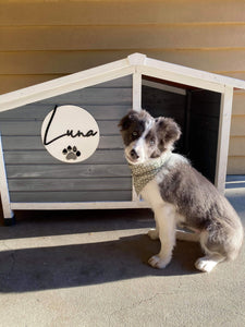 Name Sign - Acrylic black and white puppy design