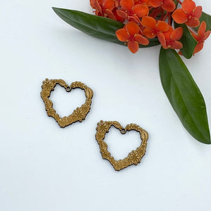 Timber Earring Blanks - Floral Heart 3