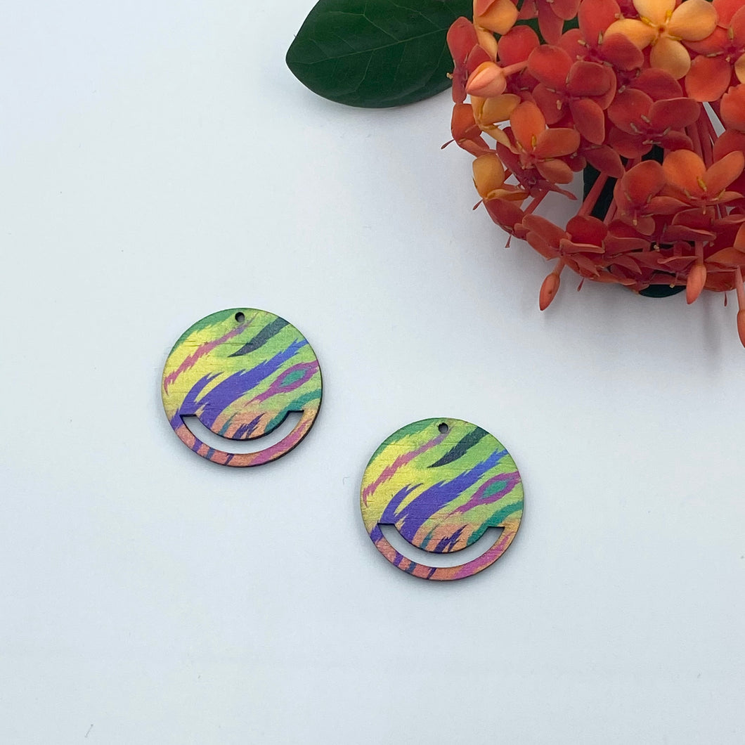 Colour Printed Timber Earring Blanks - Circle 2