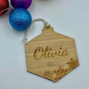 Christmas tree decoration - hexi personalised bauble