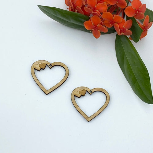 Timber Earring Blanks - Heart 1