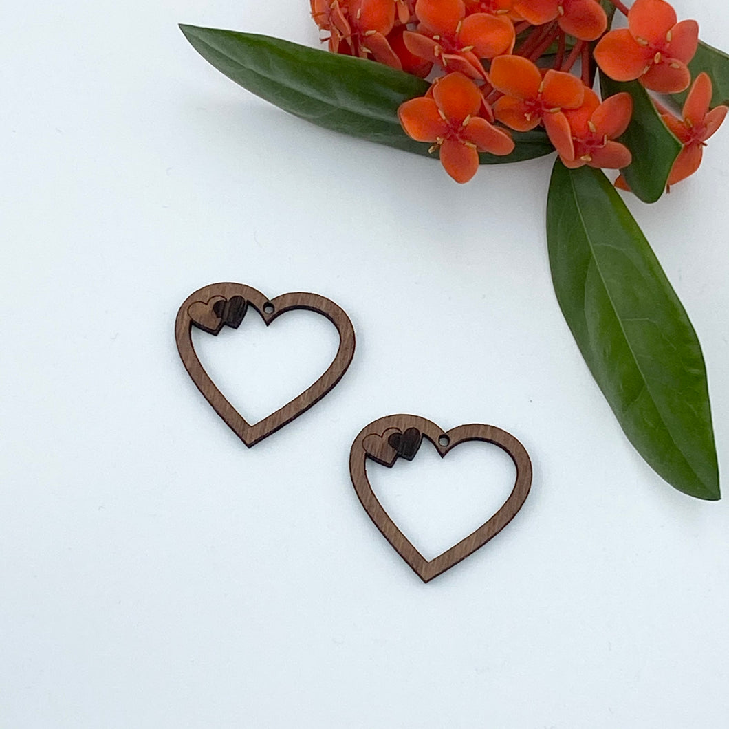 Timber Earring Blanks - Heart 1