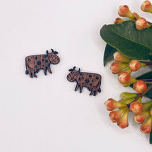 Load image into Gallery viewer, Spotty Cow Stud Timber Earring Blanks