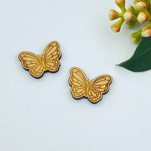 Butterfly 3 Stud Timber Earring Blanks