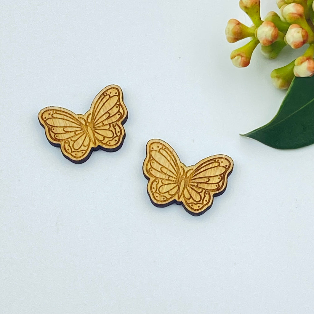 Butterfly 3 Stud Timber Earring Blanks