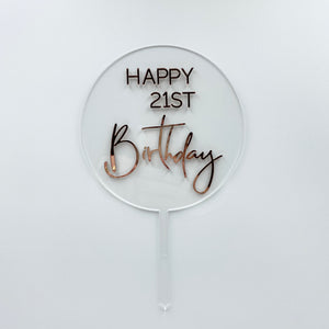 Cake Topper - 21st Floating Mirror Acrylic