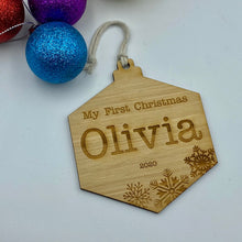 Load image into Gallery viewer, Christmas tree decoration - Hexi Bauble Baby&#39;s first Christmas