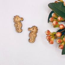 Load image into Gallery viewer, Sea Horse Stud Timber Earring Blanks