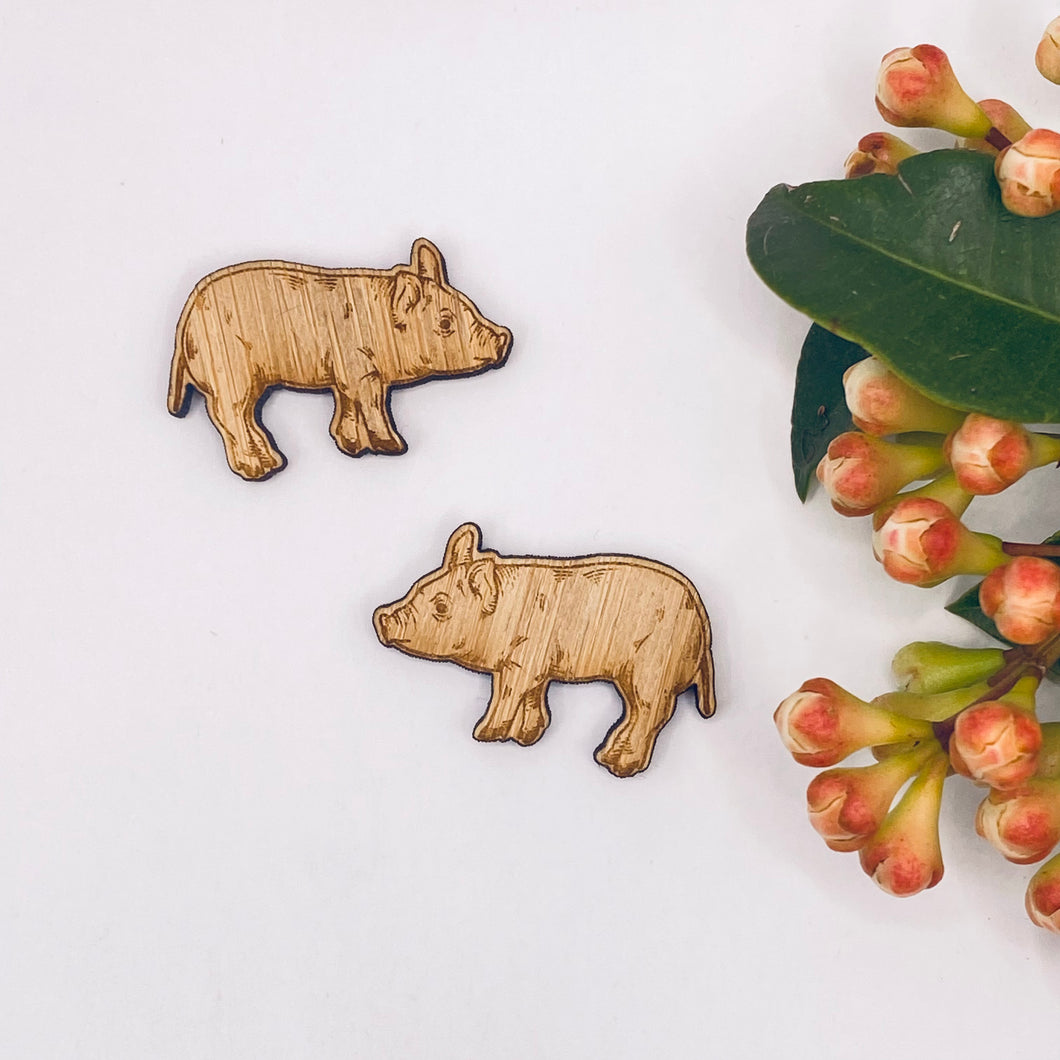 Pig Stud Timber Earring Blanks