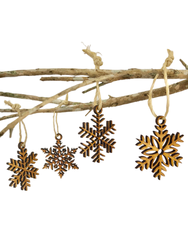 Christmas tree decoration - set of 4 snow flakes 5cm