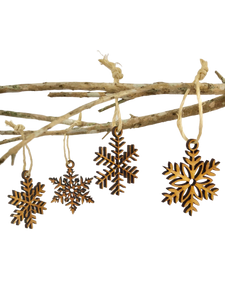 Christmas tree decoration - set of 4 snow flakes 5cm