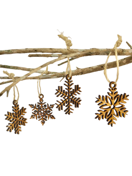 Christmas tree decoration - set of 4 snow flakes 5cm