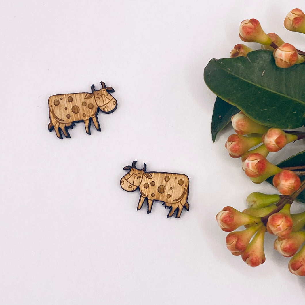 Spotty Cow Stud Timber Earring Blanks