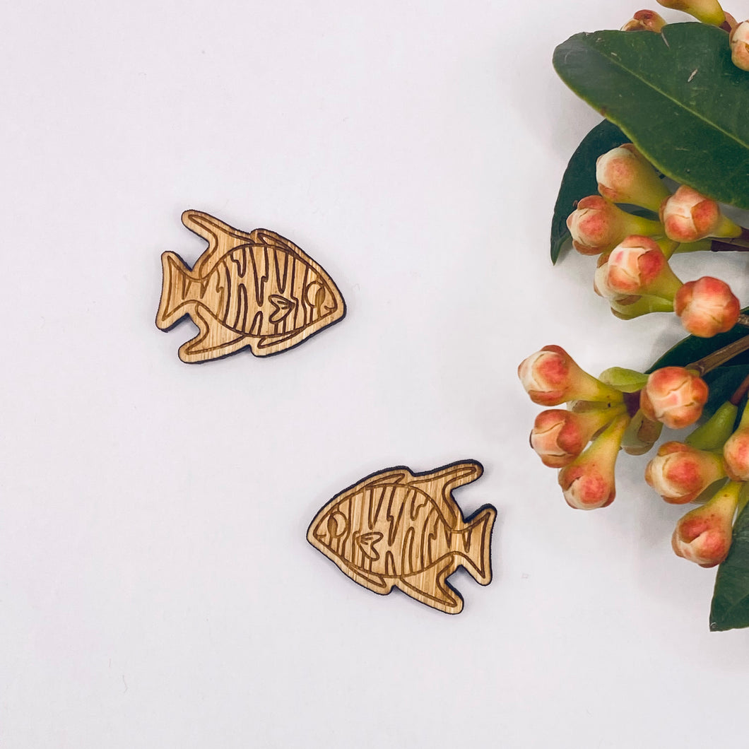 Fish 2 Stud Timber Earring Blanks