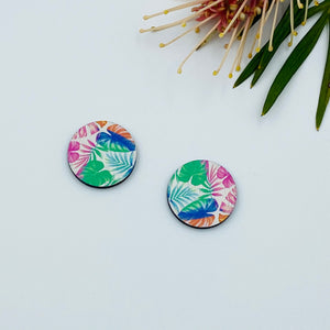 Monstera Stud Colour Printed Timber Earring Blanks