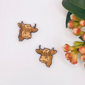 Cow Face Stud Timber Earring Blanks