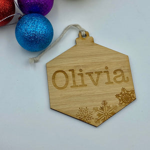 Christmas tree decoration - hexi personalised bauble