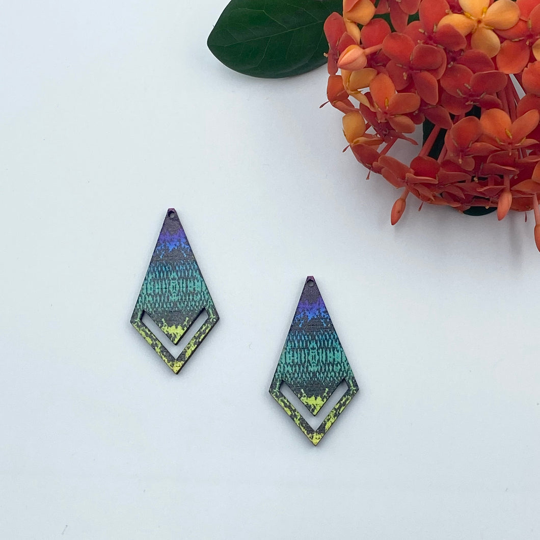 Colour Printed Timber Earring Blanks - Kite 2