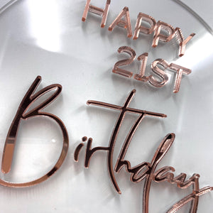 Cake Topper - 21st Floating Mirror Acrylic