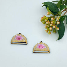 Load image into Gallery viewer, Colour Printed Timber Earring Blanks - Floral Half Circle