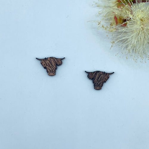 Highland Cow Stud Timber Earring Blanks