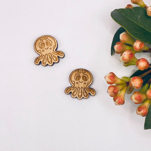 Octopus Stud Timber Earring Blanks