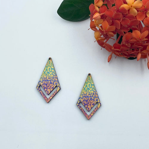 Colour Printed Timber Earring Blanks - Kite 1