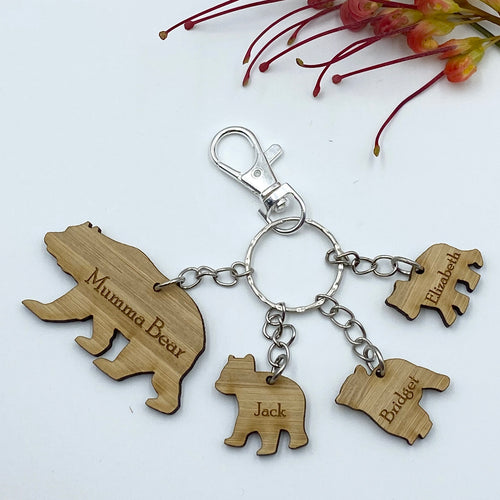 Mumma Bear keyring - 3 baby bears