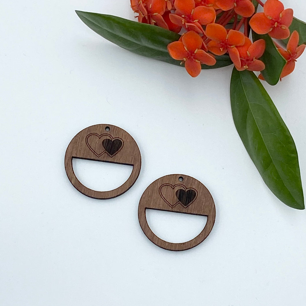 Timber Earring Blanks - Circle Heart 1