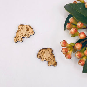 Dolphin Stud Timber Earring Blanks