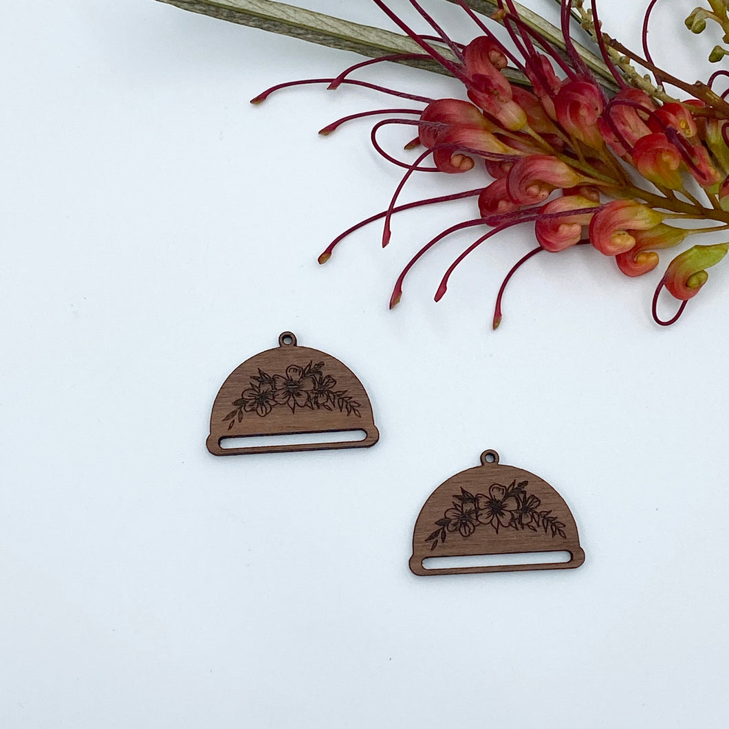 Timber Earring Blanks - Floral Half Circle